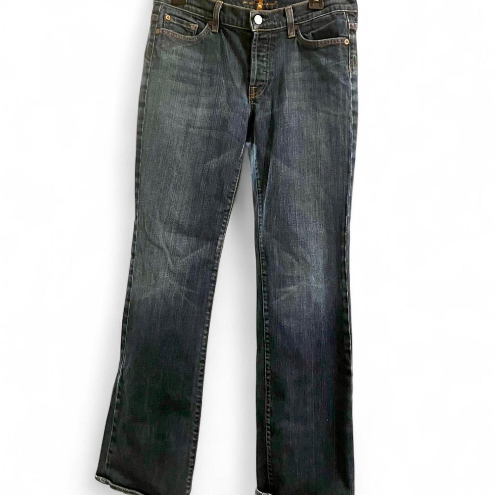 7 for All Mankind Dark Wash Bootcut Jeans Button Fly Women's 30 Stretchy Denim